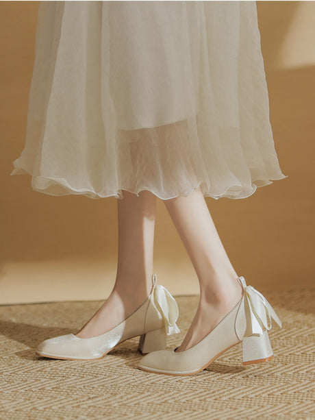 Bow-tie Satin High Heels