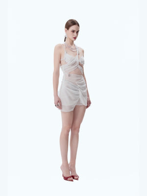 Gathered Irregular Hem Dress