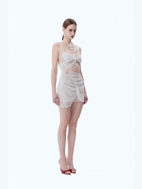 Gathered Irregular Hem Dress