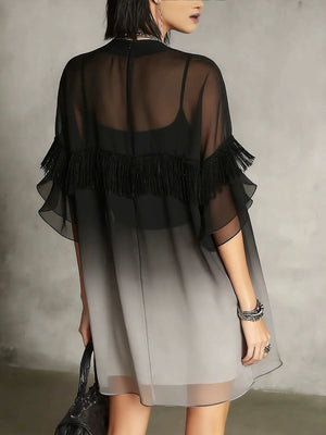 European And American Style Short-sleeved Mini Dress With Ruffled Trim