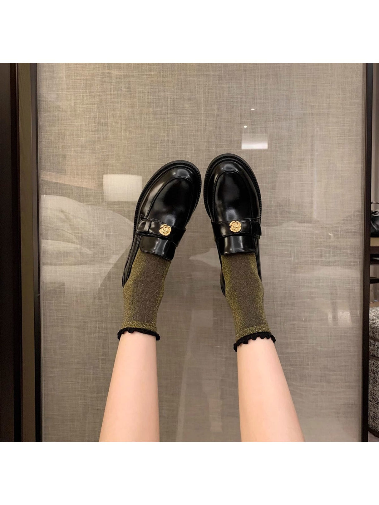 Liber Spring and Autumn Metal Buckle Women's Loafers