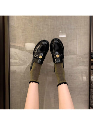 Liber Spring and Autumn Metal Buckle Women's Loafers