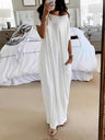 Sloping Shoulders Pocket Straight-fit Loose-fit Maxi Dresses
