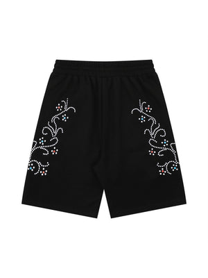 Rhinestone-studded Embroidery Vibe Loose-fit Five Points Shorts