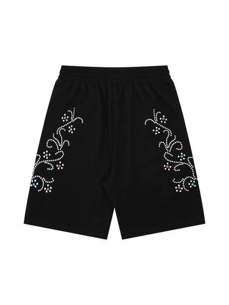 Rhinestone-studded Embroidery Vibe Loose-fit Five Points Shorts