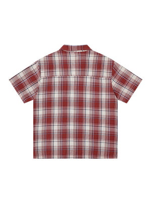 Plaid Loose-fit Letter Printed Shirts