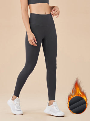 No Embarrassment High Waist Anti-rolling Edge Buttocks Lift Thickening Thin Fleece Sports Pants