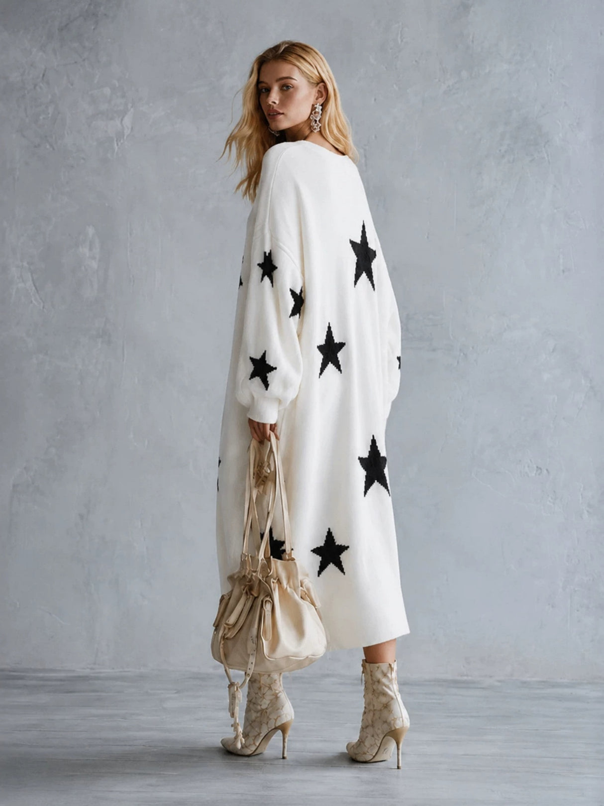 Loose-fitting Floral Print Starry Sky Casual Dress