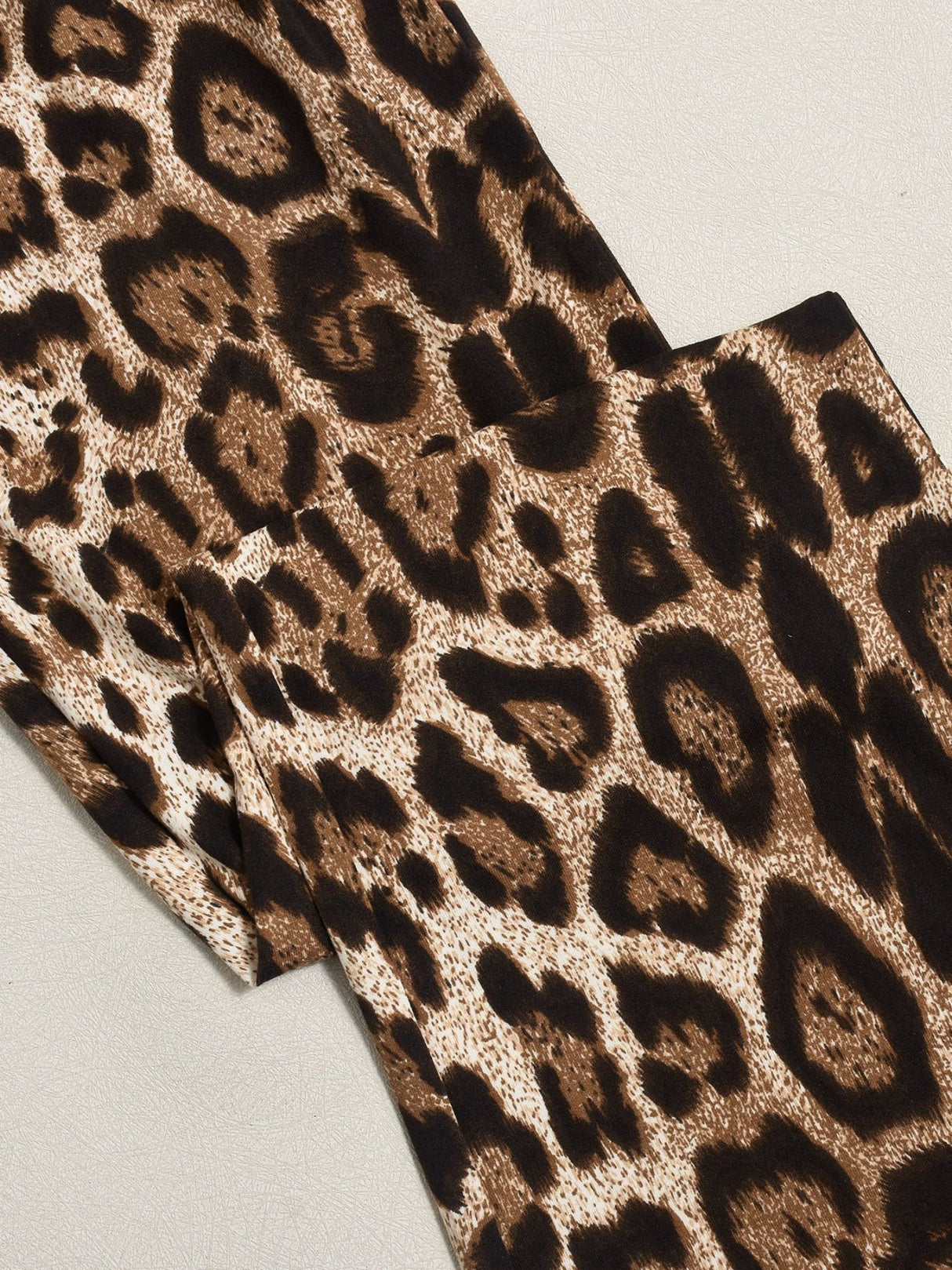 Leopard Print Hip Wrap Bell-bottoms Trousers