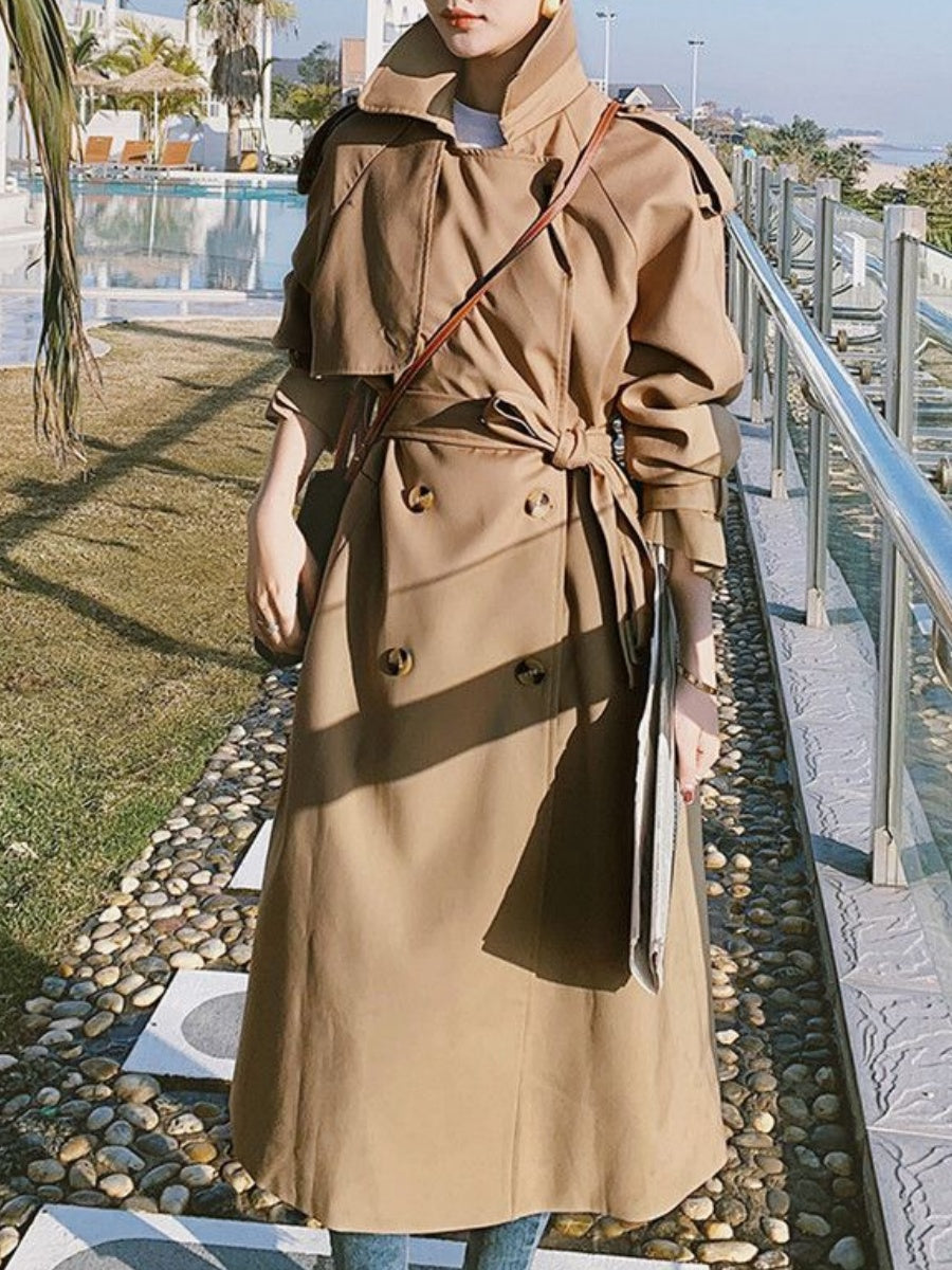 Waist Mid-length Leisure Trench Coats