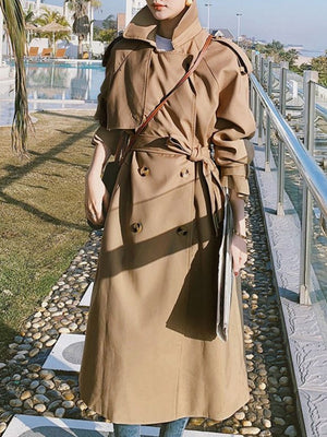 Waist Mid-length Leisure Trench Coats