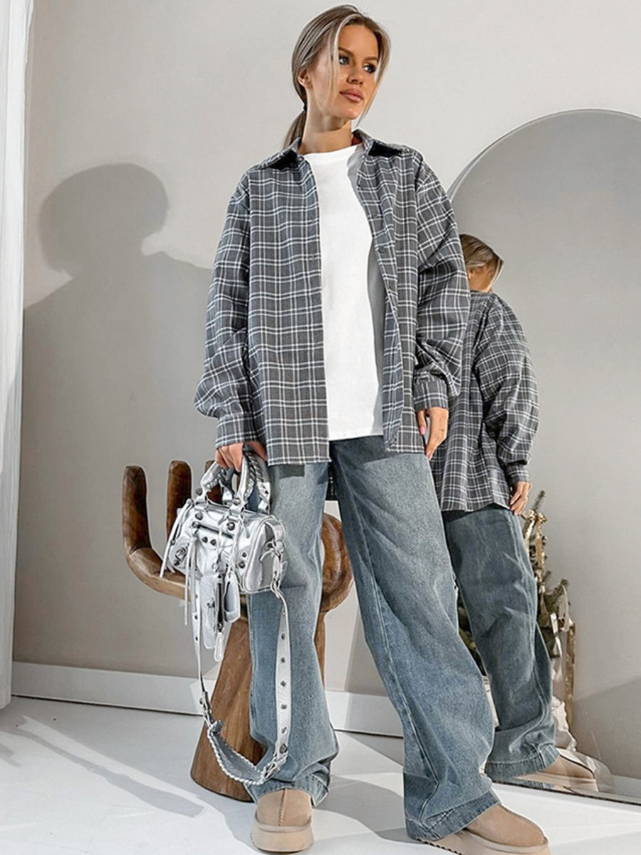 Liber Autumn Women's Buttons Plaid Shirts