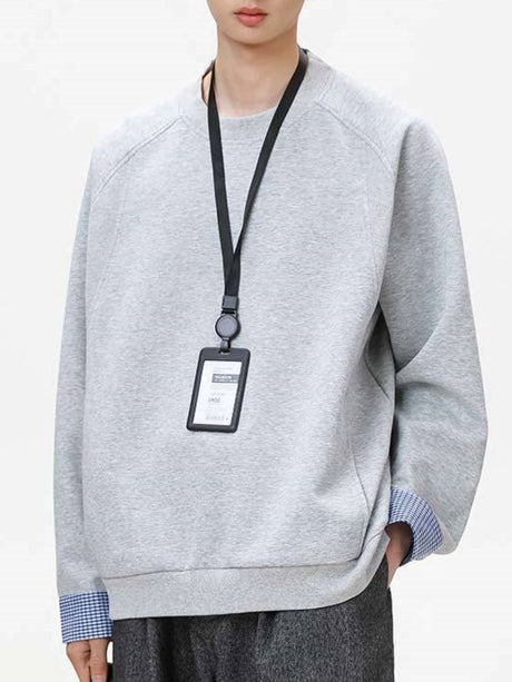 Pocket Color-blocked Loose-fit Sweatshirts&Hoodies