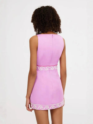 Applique Hollow Out Slim-fit Sleeveless Mini&Short Dresses