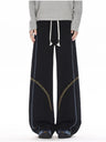 Color-blocked Embroidery Line Straight-fit Sweatpants
