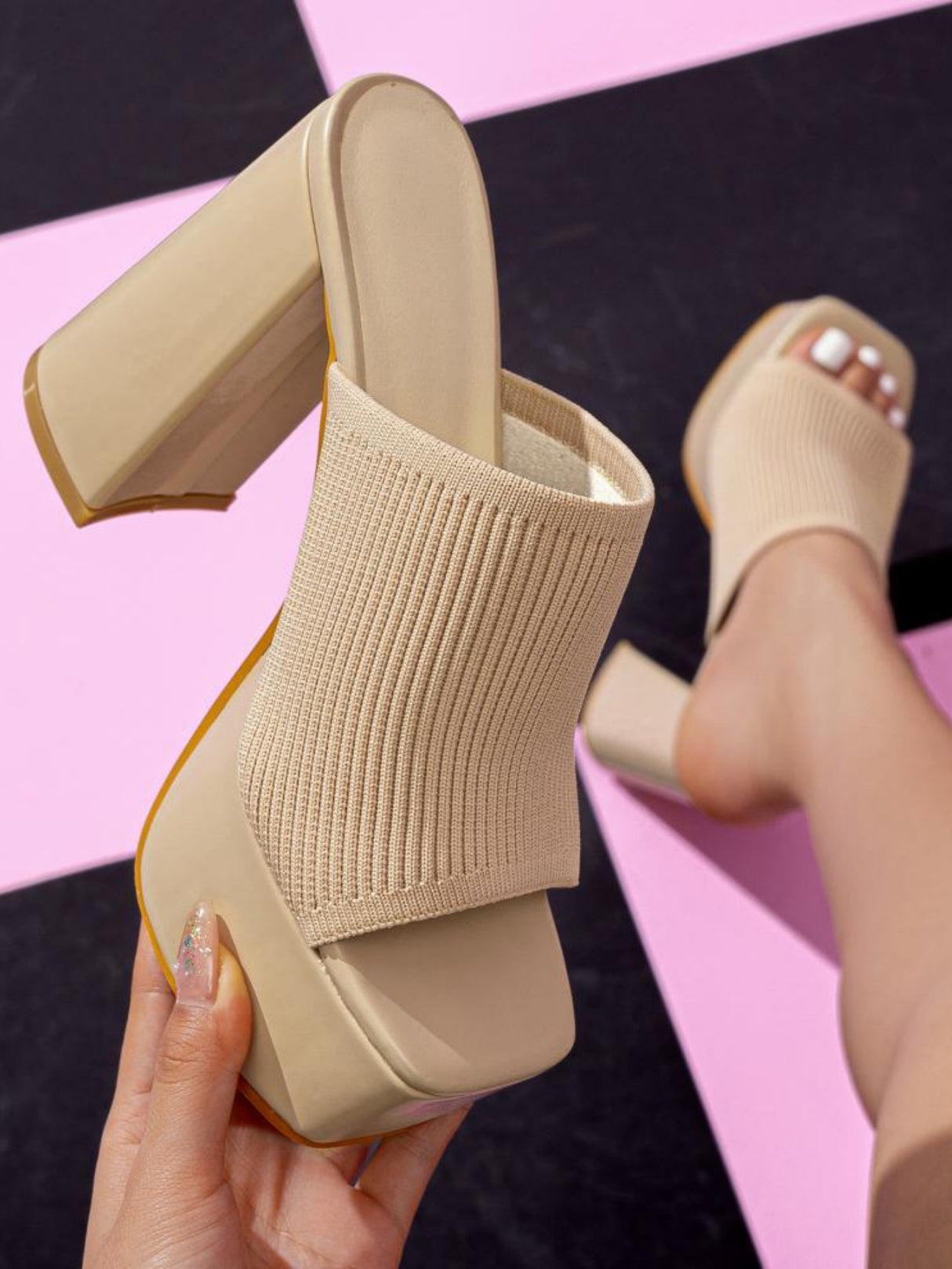 Flyknit Fashion Chunky Heel Waterproof Platform Outdoor Street Sandals