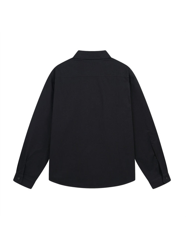 Retro Abstract Character Print Loose Lapel Long-sleeved Shirt