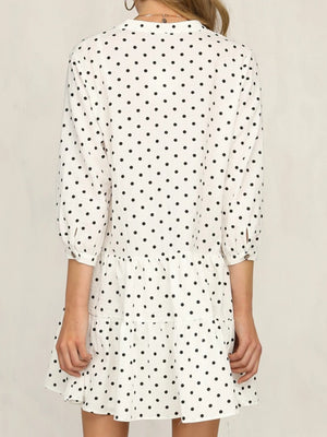Polka Dots Ruffle V-neck Mini&Short Dresses