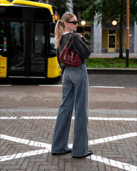 American Casual Denim Flared Trousers