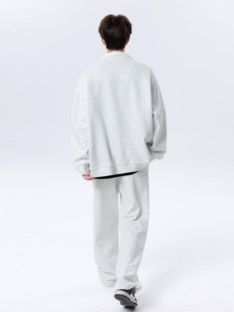 Color-blocked Stripes Straight-leg Trousers Sweatshirts Cardigan Set