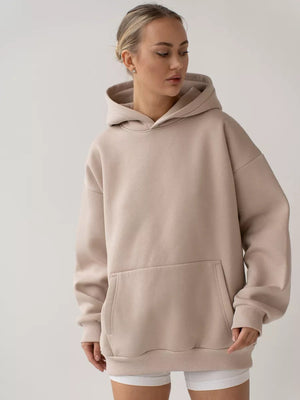 Liber Autumn women's pocket solid color pullover long sleeve two-piece suit