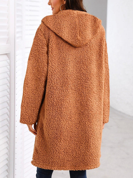 Long Cardigan Pockets Splicing Cotton Clothes Hooded Jacket