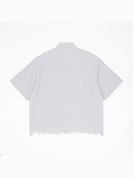 Destroy Hem Plaid Lightweight Boxy Shirts