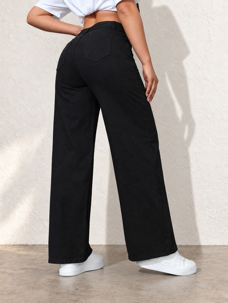 Women's Classic Washed High-Waisted Wide-Leg Jeans For Autumn/Winter