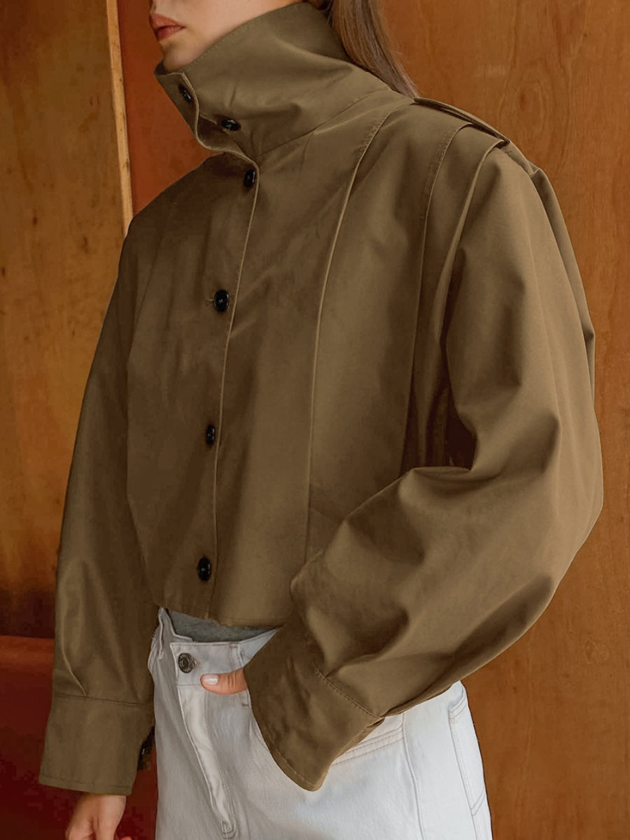 Liber Autumn Women's Buttons Solid Color Trench Coats
