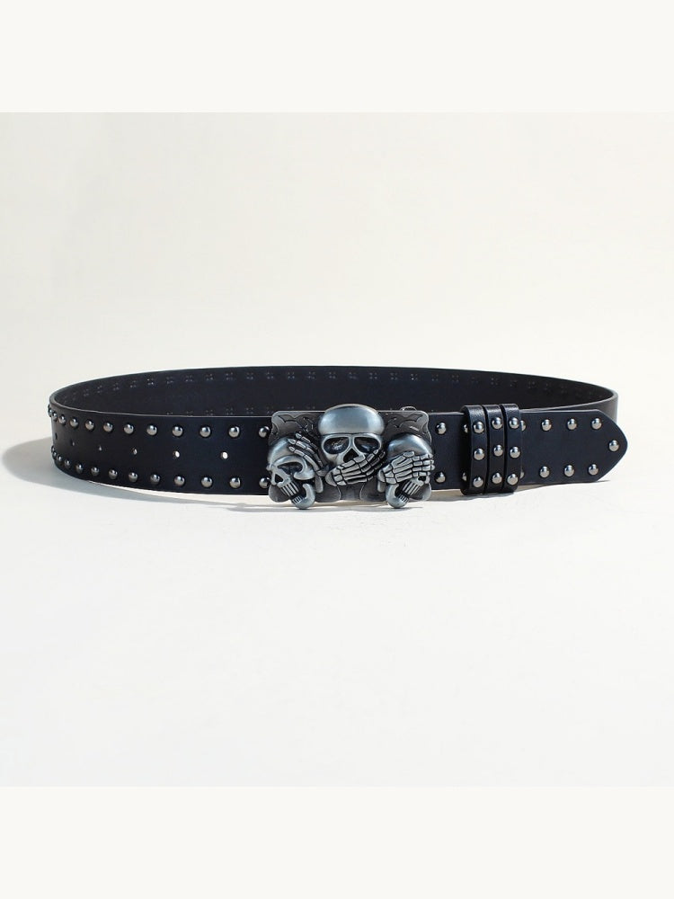 Skull Punk Snap Fasteners Belts