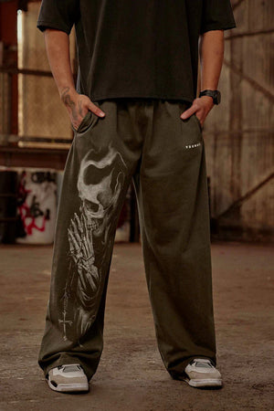 Printed Fitness Straight Wide-leg Pants