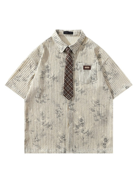 Bamboo Printed Ties Loose-fit Shirts