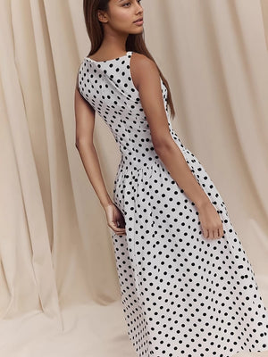 Sleeveless Polka Dots Dot Grace Maxi Dresses