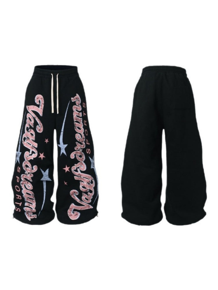 Anime College Style Leisure Warm Ins Wide-leg Pants