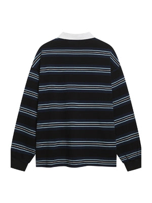 Navy Blue Striped Polo Shirts