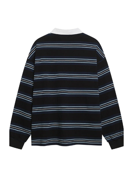 Navy Blue Striped Polo Shirts