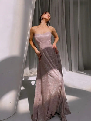 Sexy Backless Design With Slit And Flashing Light Lace Up Maxi Dresses