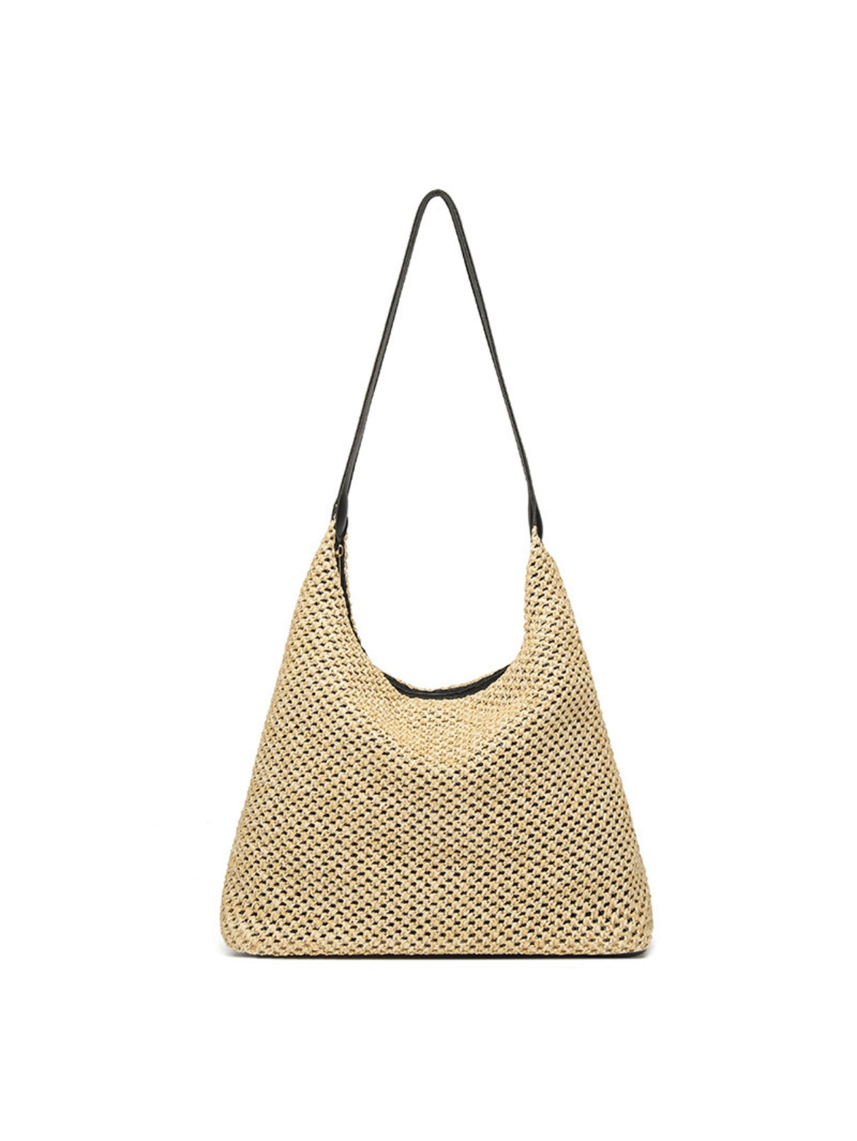 Solid Color Straw Shoulder Bag For Vacation