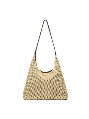 Solid Color Straw Shoulder Bag For Vacation