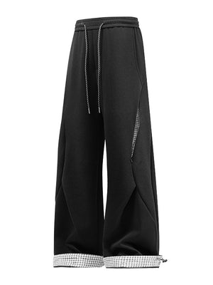 Plaid Color-blocked Patchwork Pants