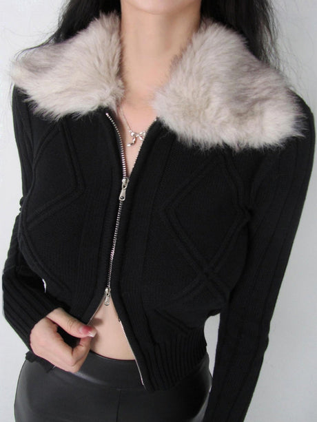 Warm Lapel Plush Patchwork Hoodies Zipper Jackets