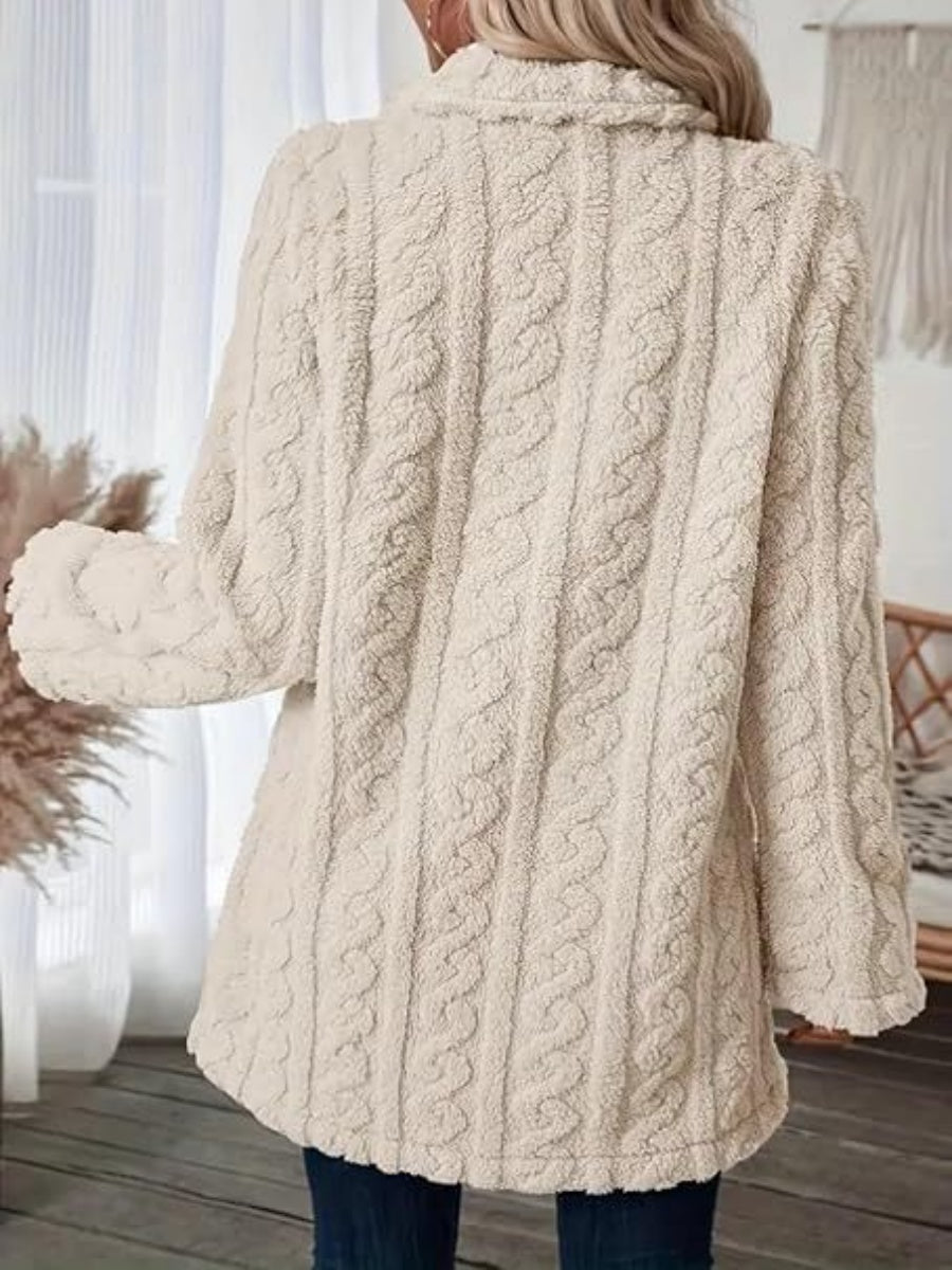 Twist Pattern Geometric Patterns Warm Blazer Collar Double-breasted Mid-length Jacket