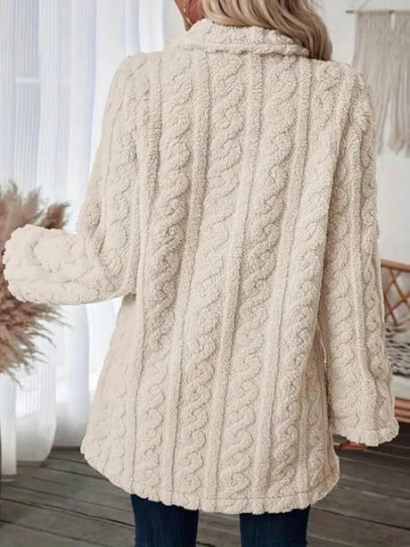 Twist Pattern Geometric Patterns Warm Blazer Collar Double-breasted Mid-length Jacket