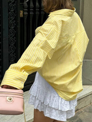 Stripes Buttons Long Sleeves Shirts