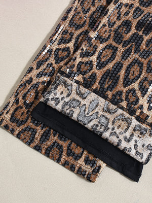 Leopard Print Sequins Pants