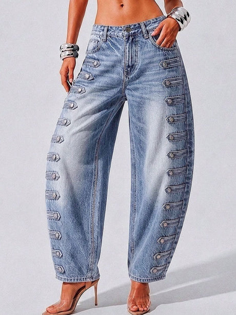 Button-washed Jeans