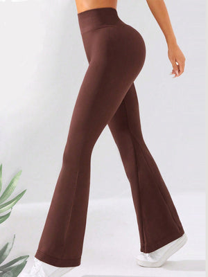 Seamless Exercise Yoga Fitness High-waisted, Tummy-flattening Elastic Flared Trousers
