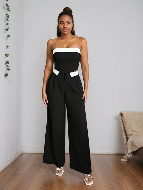 Decorate High Waist Drape Straight-leg Pants Slim Fit Commuting Suit Trousers Pants