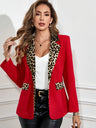 Slim Fit Stitching Leopard Blazers