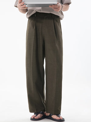 Gathering Old Money Style Nine Points Dress Pants Pants